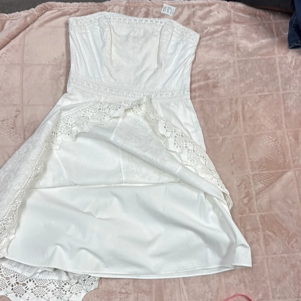 White House Black Market White Strapless A-Line Midi Dress - Picture 7 of 10